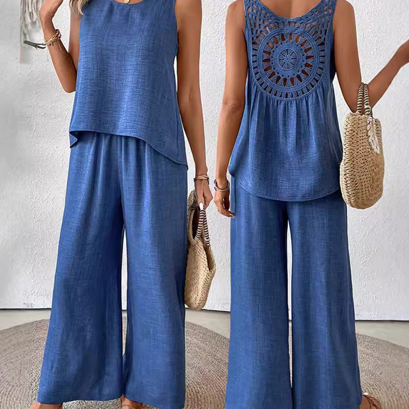 Sleeveless Top & Wide-Leg Pants Set