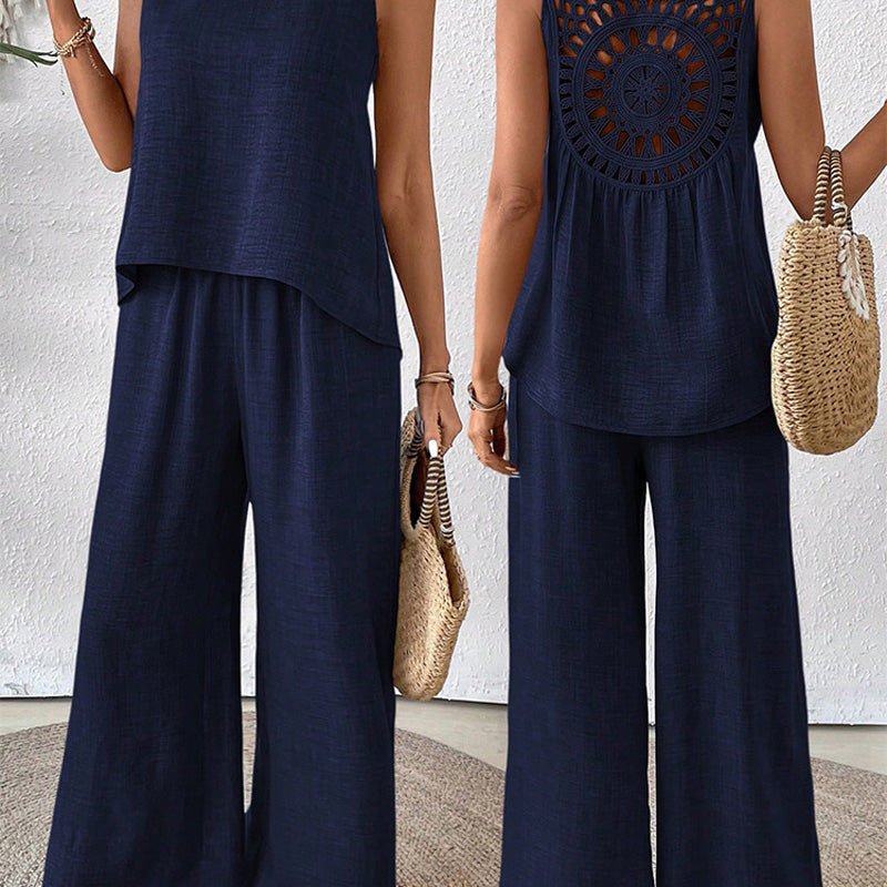 Sleeveless Top & Wide-Leg Pants Set