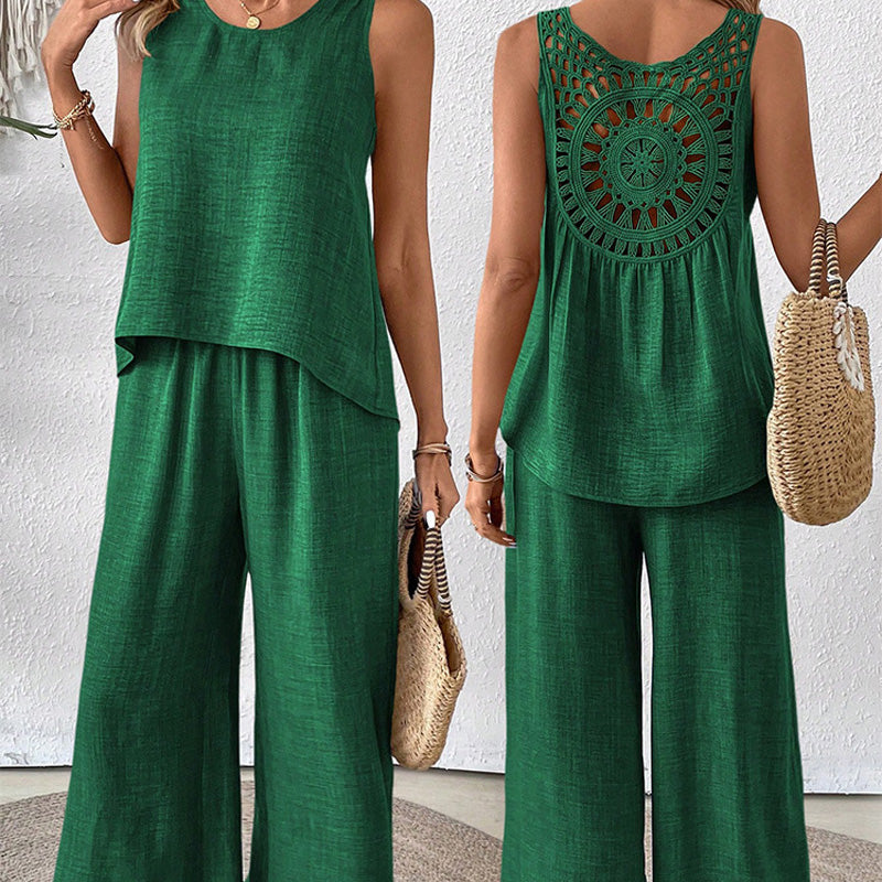 Sleeveless Top & Wide-Leg Pants Set