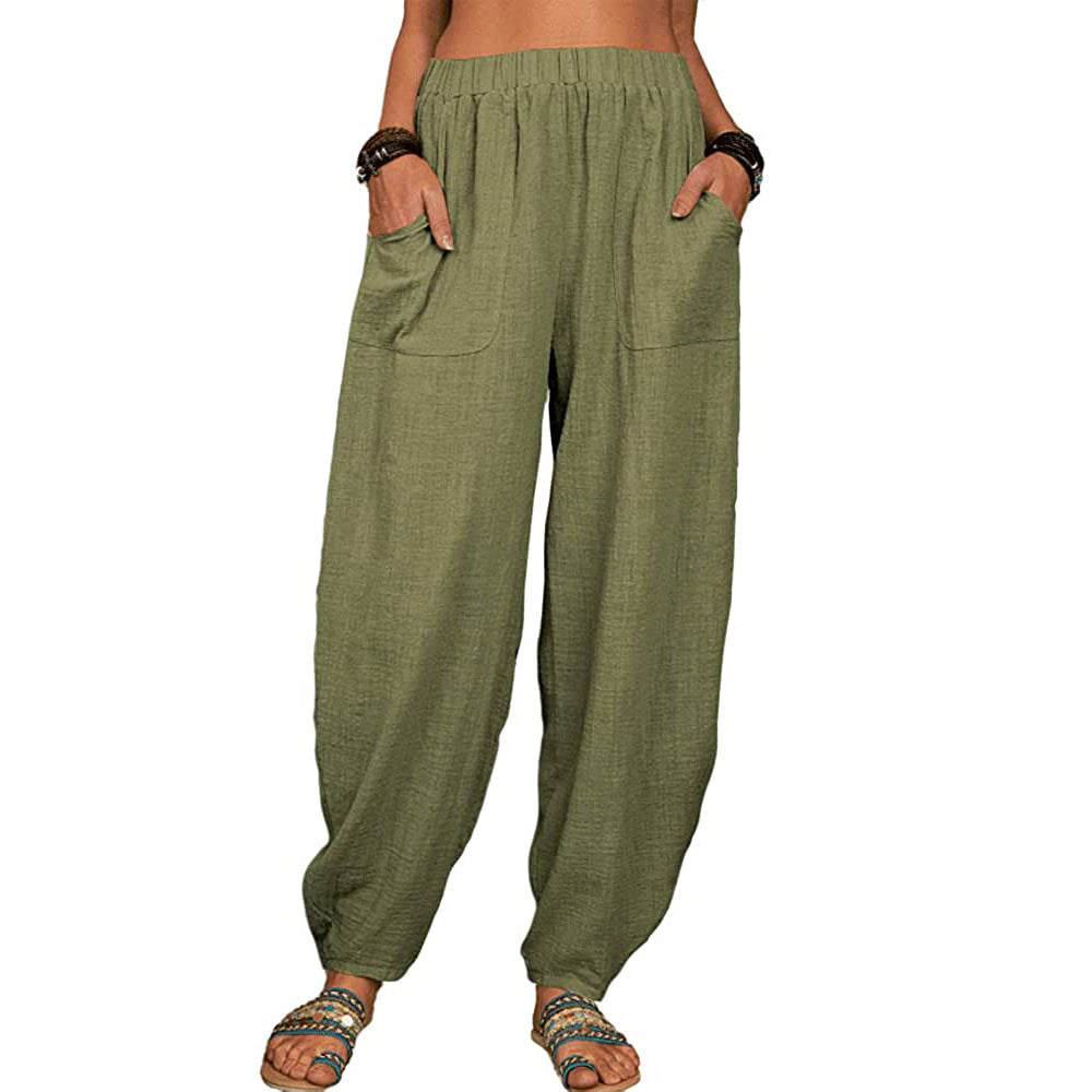 👚 Wide-leg Linen And Cotton Pants For Women
