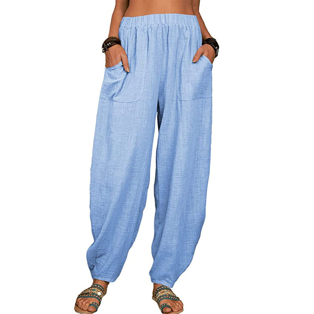 👚 Wide-leg Linen And Cotton Pants For Women