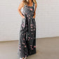 Women's Casual Printed Denim Jumpsuit