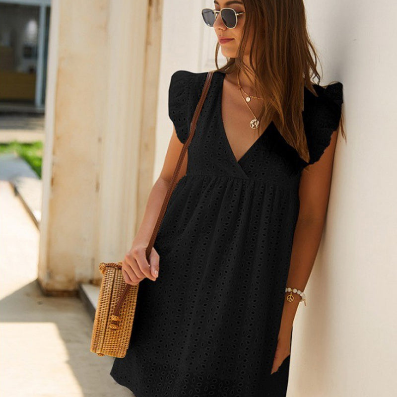 Casual Hollow Out Mini Dress for Women