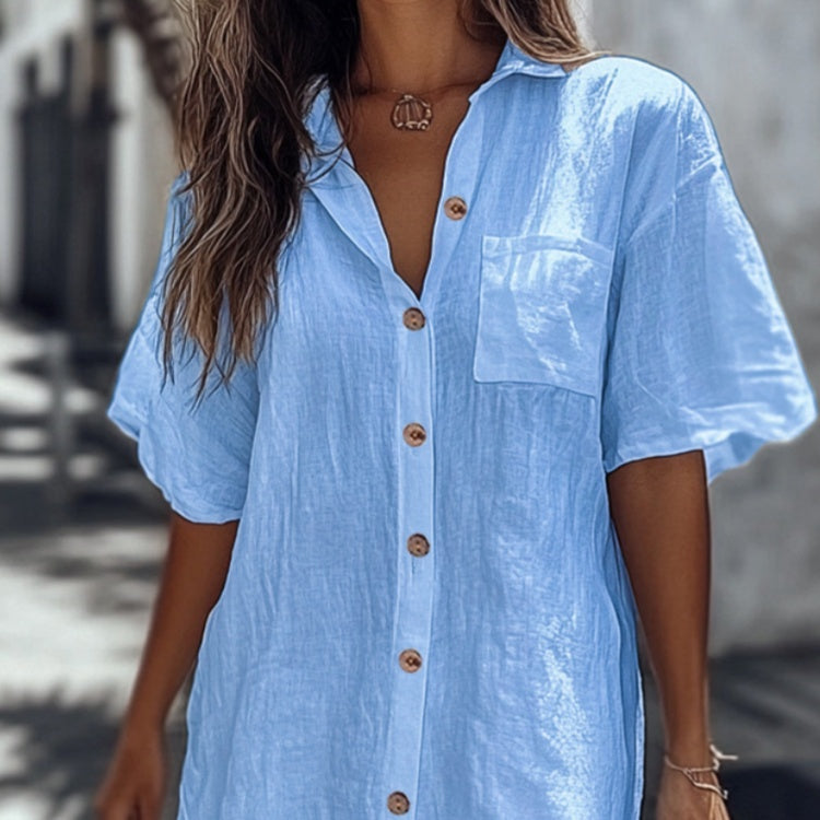 🔥Hot Sale 50% Off💥👗Casual Cotton Linen Shirt Dress