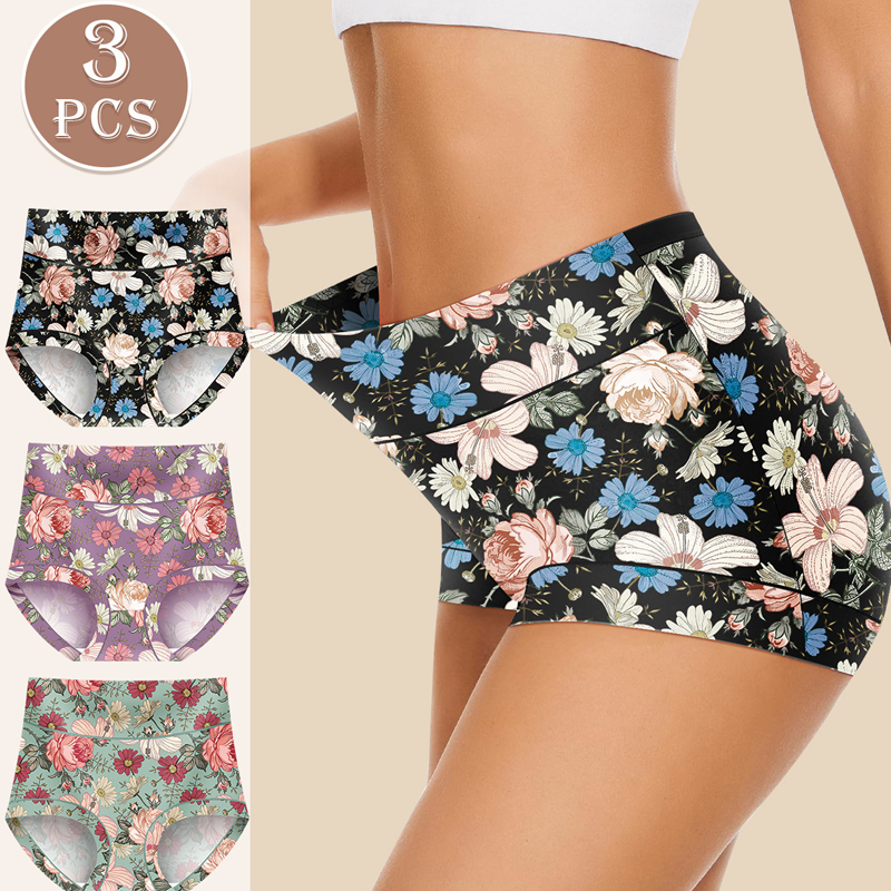 Women's High Waisted Floral Printed Panty Set
