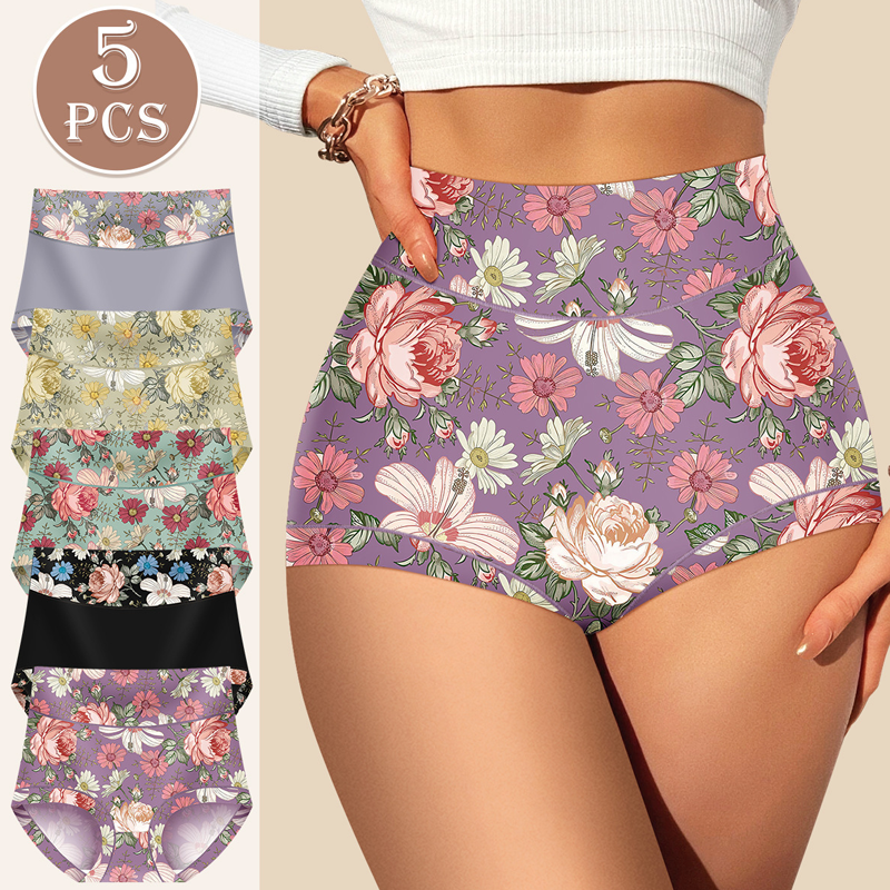 Women's High Waisted Floral Printed Panty Set