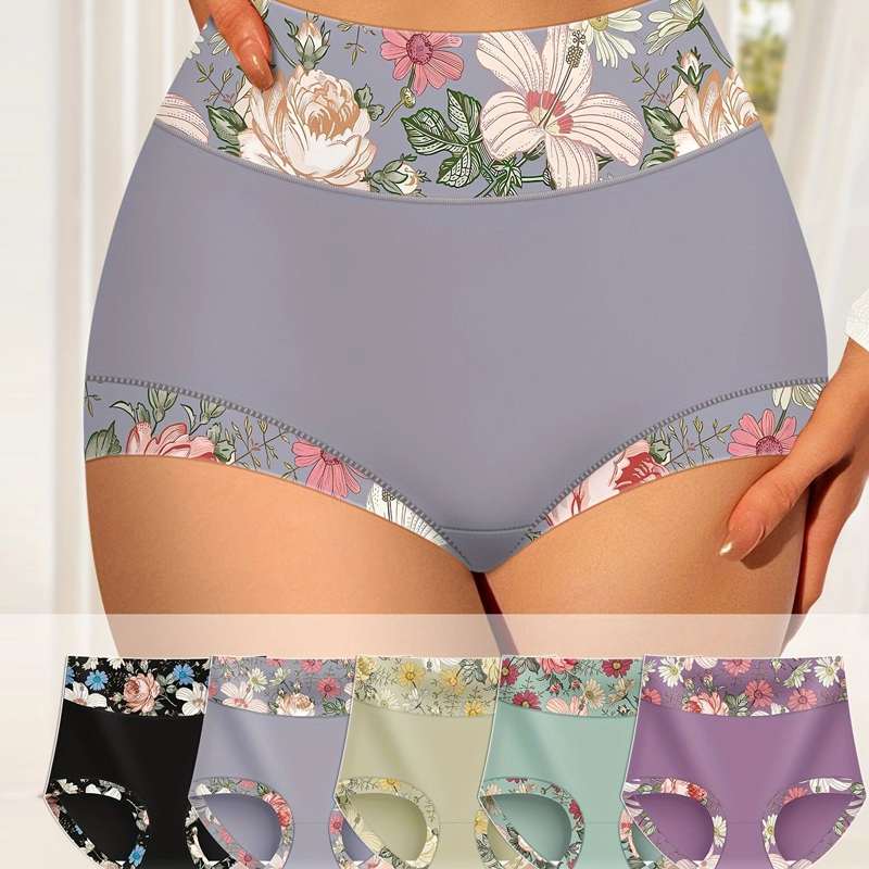 Women's High Waisted Floral Printed Panty Set