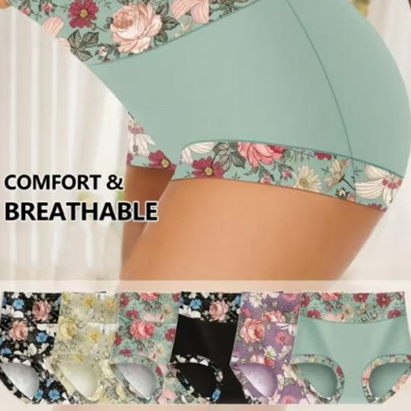 Women's High Waisted Floral Printed Panty Set