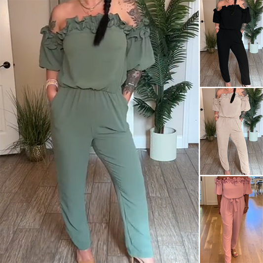 🔥Hot Sale 50% Off🔥Off-The-Shoulder Ruffle Jumpsuit
