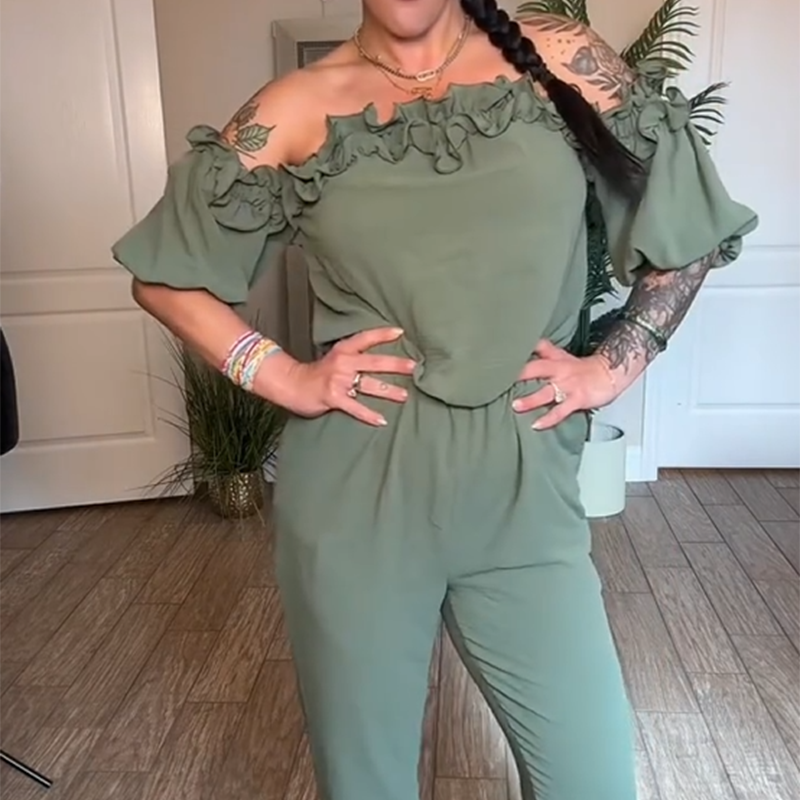 🔥Hot Sale 50% Off🔥Off-The-Shoulder Ruffle Jumpsuit