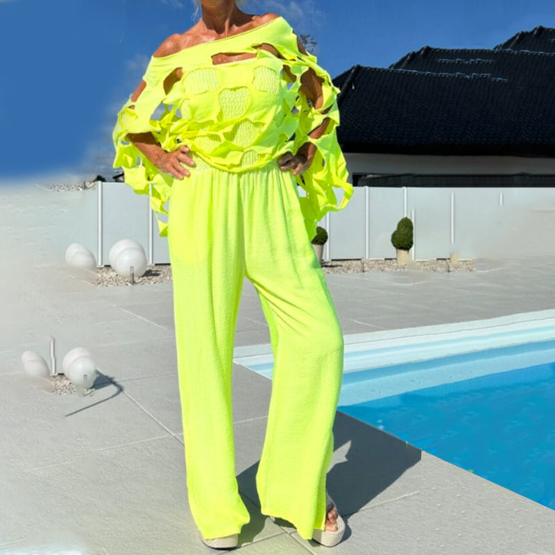 🔥 Cutout Top & Bandeau Jumpsuit Set – Hollowing out the heart machine × bandeau spicy