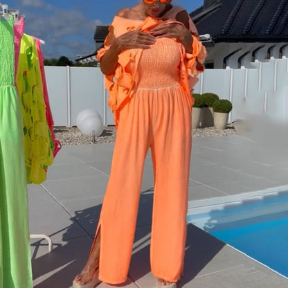 🔥 Cutout Top & Bandeau Jumpsuit Set – Hollowing out the heart machine × bandeau spicy