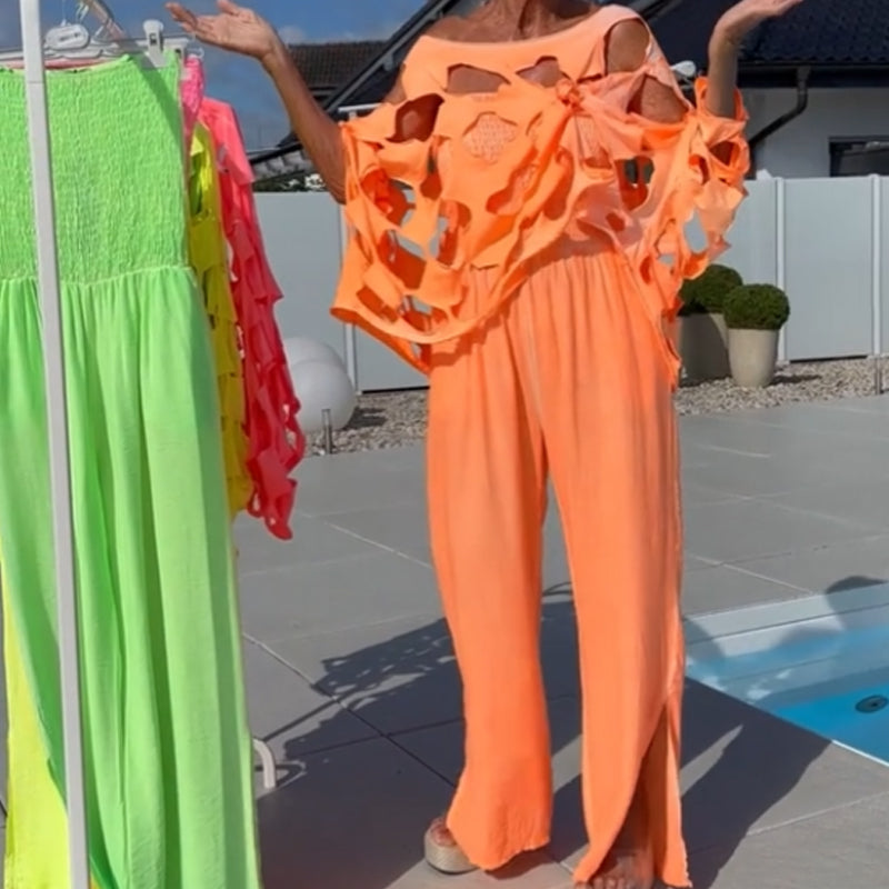 🔥 Cutout Top & Bandeau Jumpsuit Set – Hollowing out the heart machine × bandeau spicy