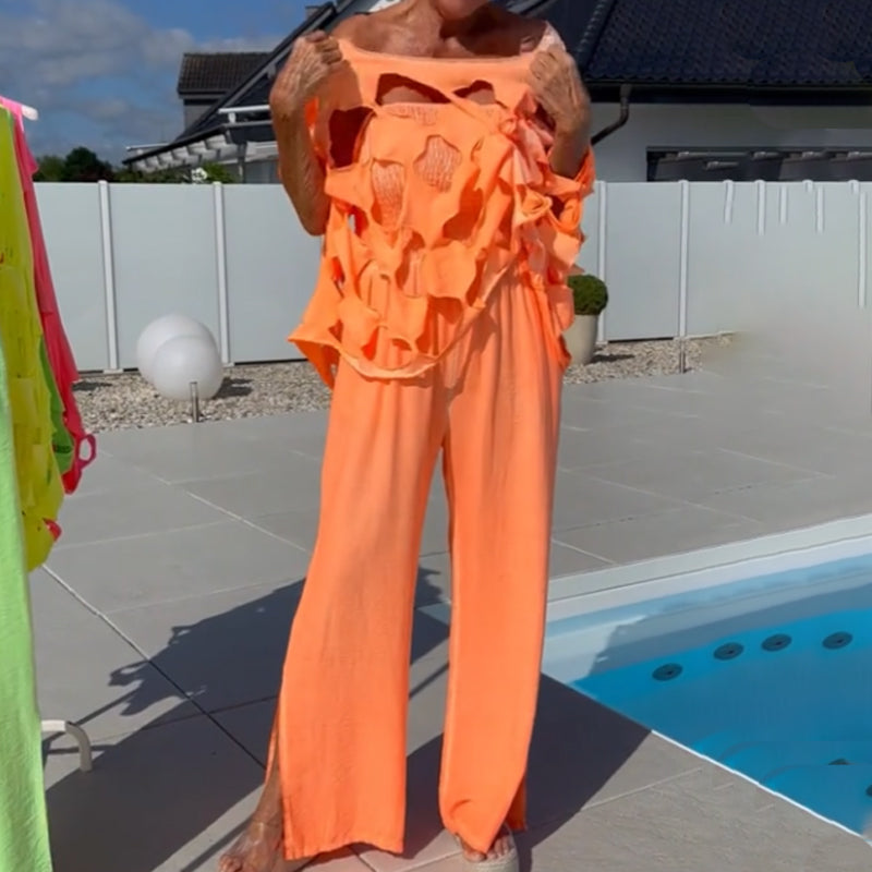 🔥 Cutout Top & Bandeau Jumpsuit Set – Hollowing out the heart machine × bandeau spicy