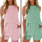 Striped Sleeveless Vest & Shorts Two-Piece Set