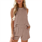 Striped Sleeveless Vest & Shorts Two-Piece Set