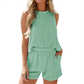Striped Sleeveless Vest & Shorts Two-Piece Set