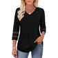 🌞Summer Sale 50% OFF🔥Women’s Solid Casual V-Neck Top with 3/4 Sleeves