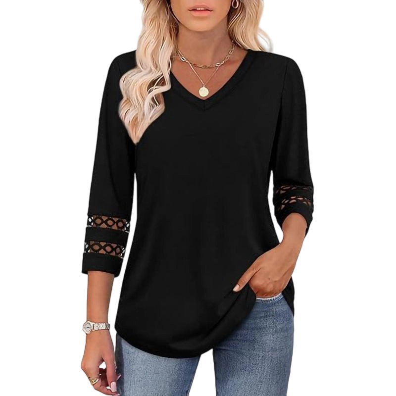 🌞Summer Sale 50% OFF🔥Women’s Solid Casual V-Neck Top with 3/4 Sleeves