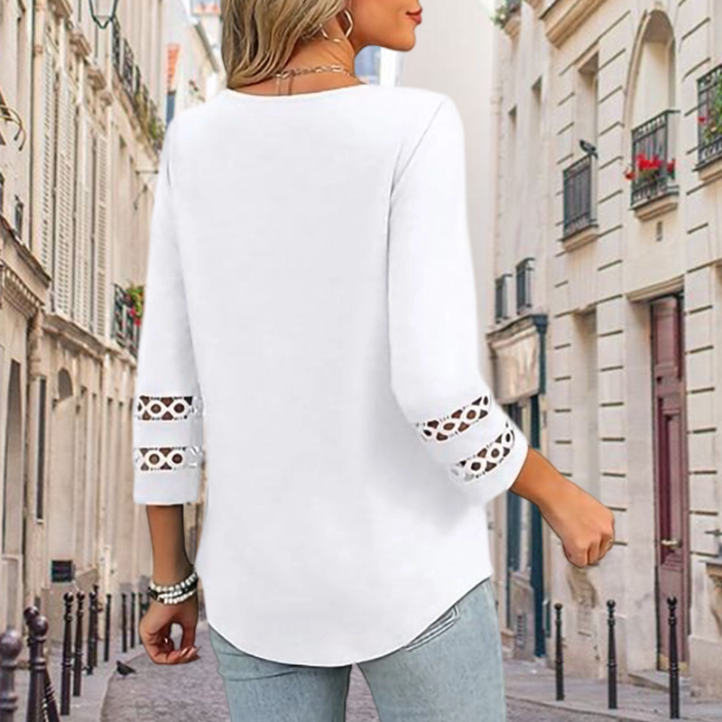 🌞Summer Sale 50% OFF🔥Women’s Solid Casual V-Neck Top with 3/4 Sleeves