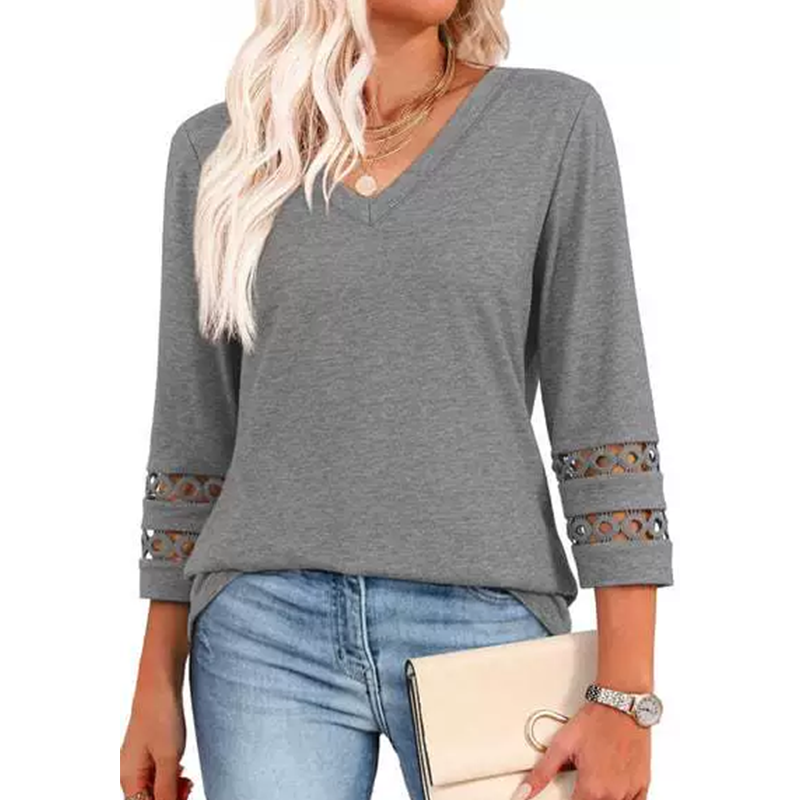 🌞Summer Sale 50% OFF🔥Women’s Solid Casual V-Neck Top with 3/4 Sleeves