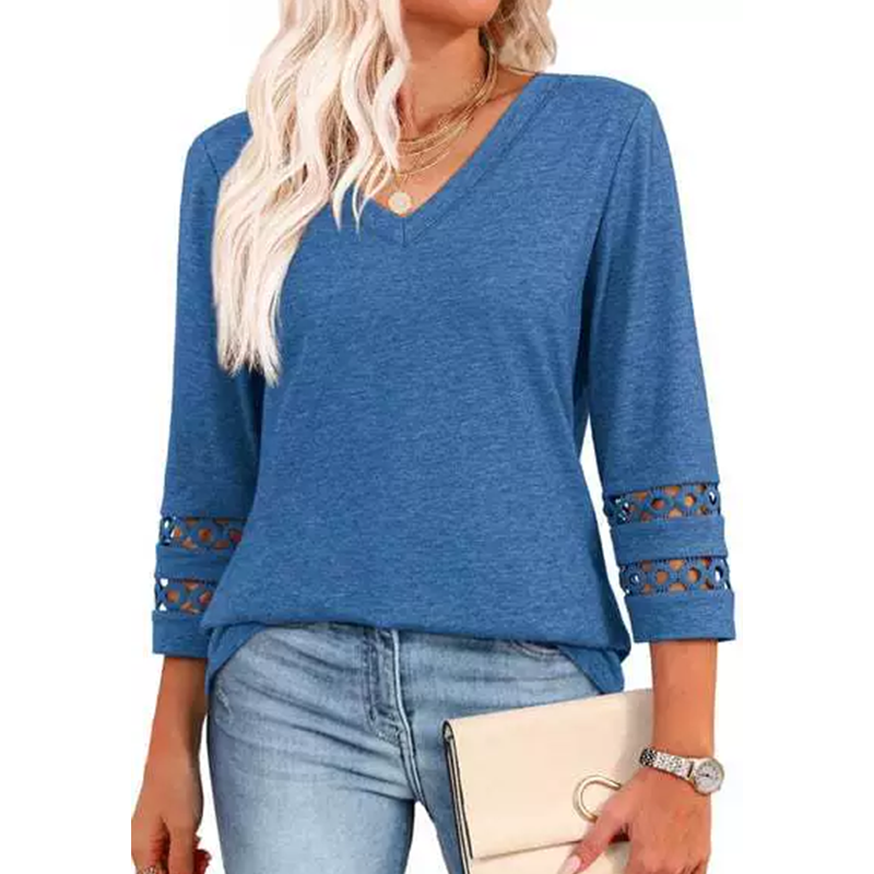 🌞Summer Sale 50% OFF🔥Women’s Solid Casual V-Neck Top with 3/4 Sleeves