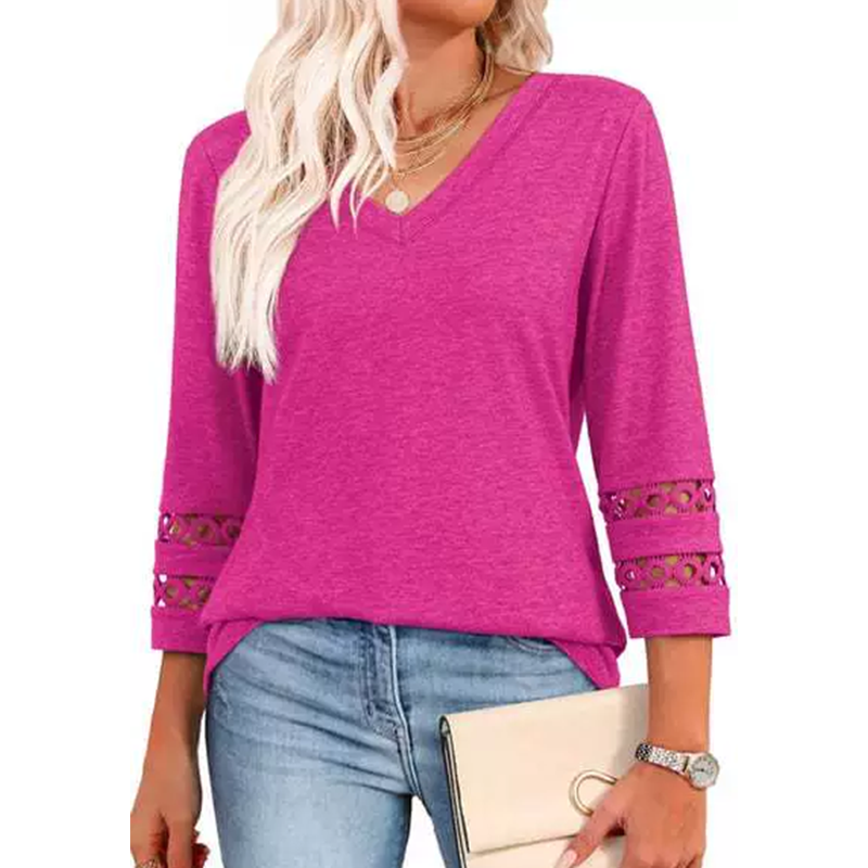 🌞Summer Sale 50% OFF🔥Women’s Solid Casual V-Neck Top with 3/4 Sleeves