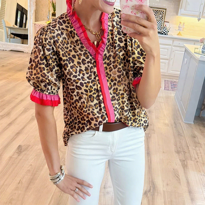 Women’s Casual Printed V-Neck Top