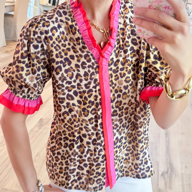 Women’s Casual Printed V-Neck Top