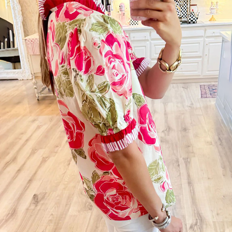 Women’s Casual Printed V-Neck Top