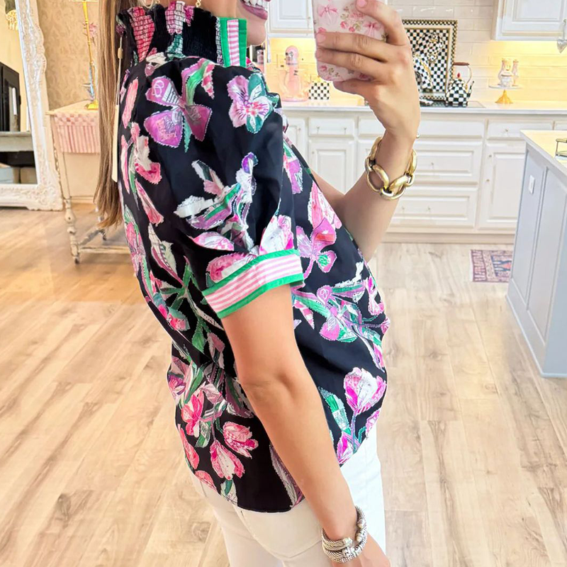 Women’s Casual Printed V-Neck Top