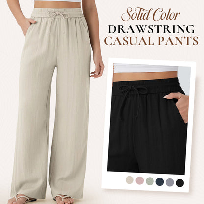 🔥LAST DAY SALE - 49% OFF🎁Lightweight Summer Linen Pants Solid Color Drawstring Casual Pants - Breathable & Skin-Friendly