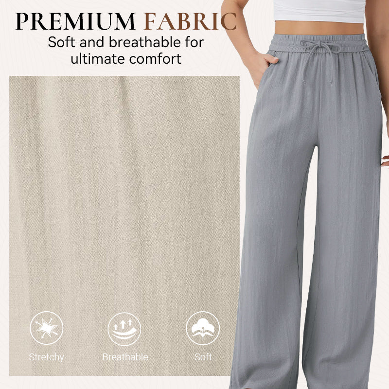 🔥LAST DAY SALE - 49% OFF🎁Lightweight Summer Linen Pants Solid Color Drawstring Casual Pants - Breathable & Skin-Friendly