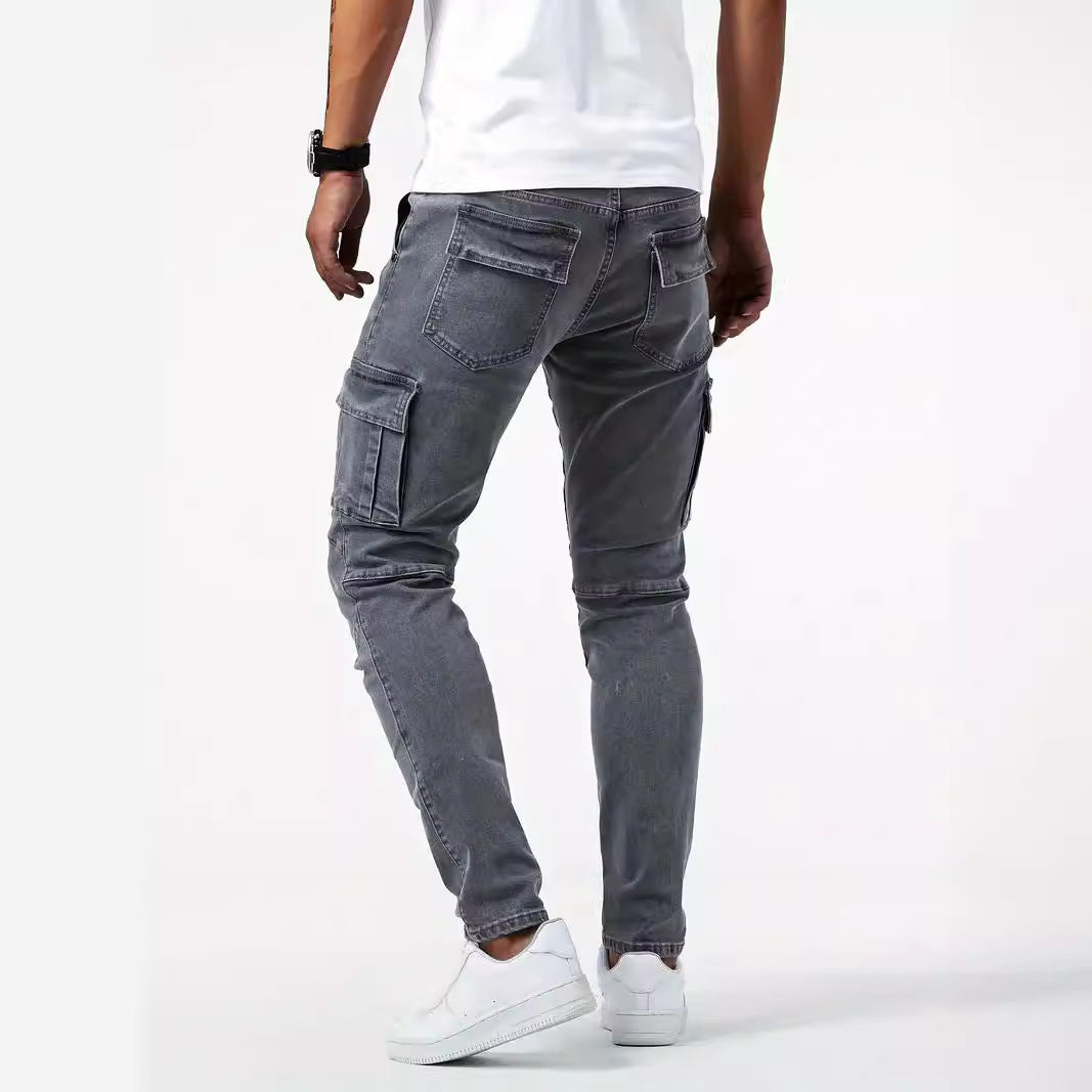 Men's Slim Fit Jeans with Functional Pockets