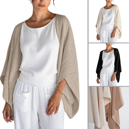 Women's 3/4 Sleeve Front-Open Loose Shawl