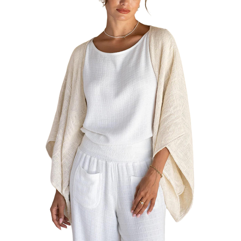Women's 3/4 Sleeve Front-Open Loose Shawl