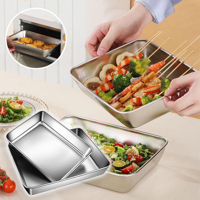 🔥2025-Hot Sale🎁49% OFF-Stainless Steel Square Plate（With Lid）