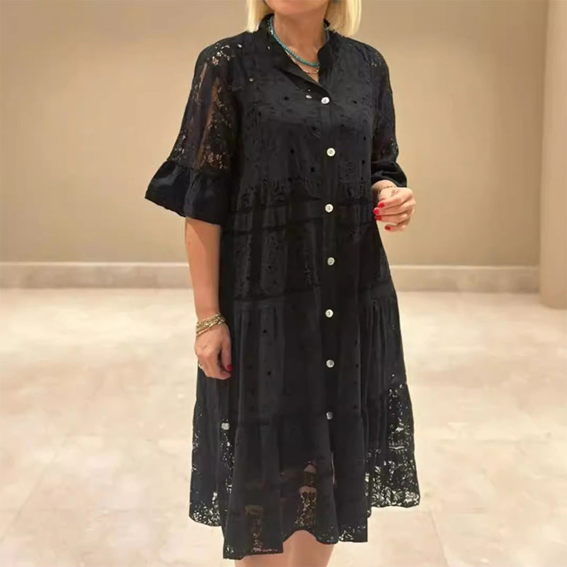 Women's Lace Button Design Dress