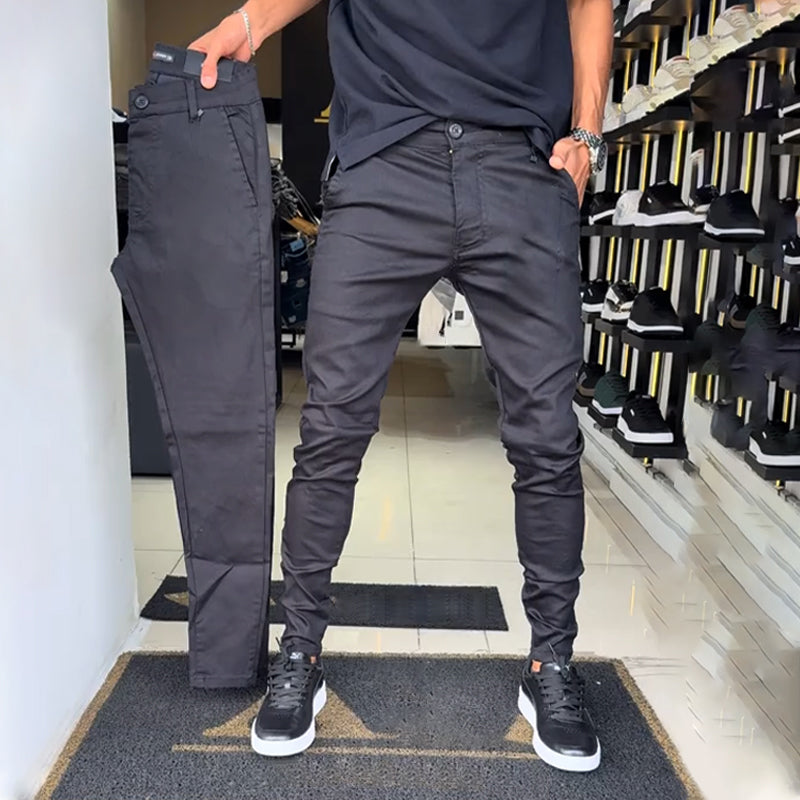 Men’s Slim-Fit Casual Solid Color Pants
