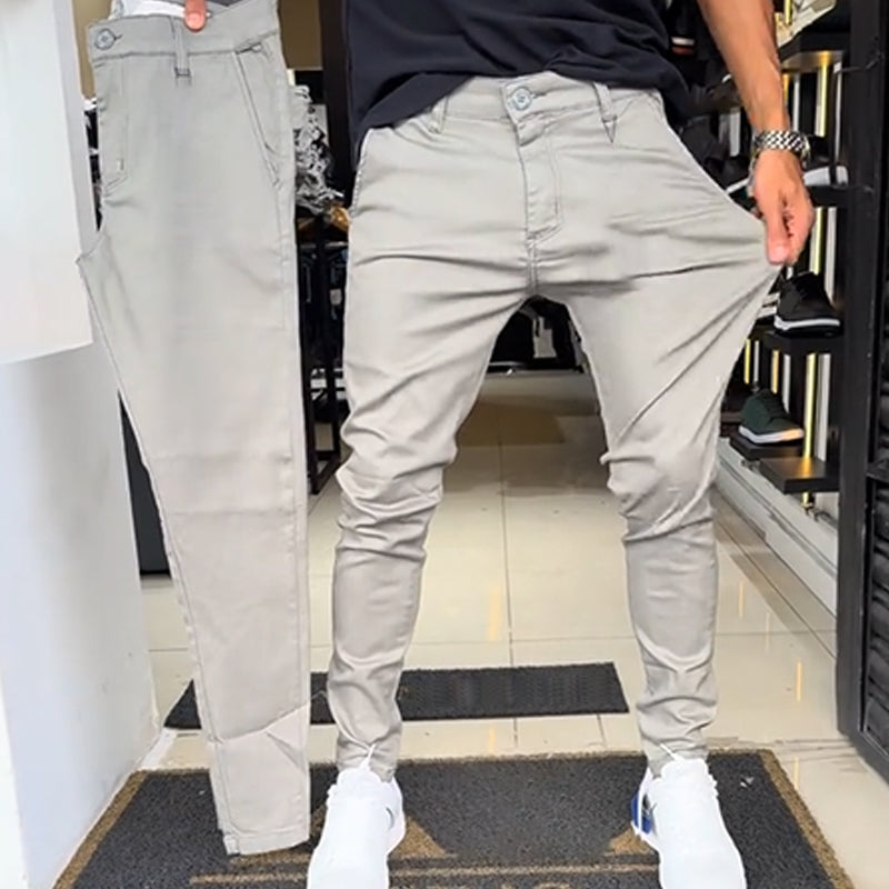 Men’s Slim-Fit Casual Solid Color Pants