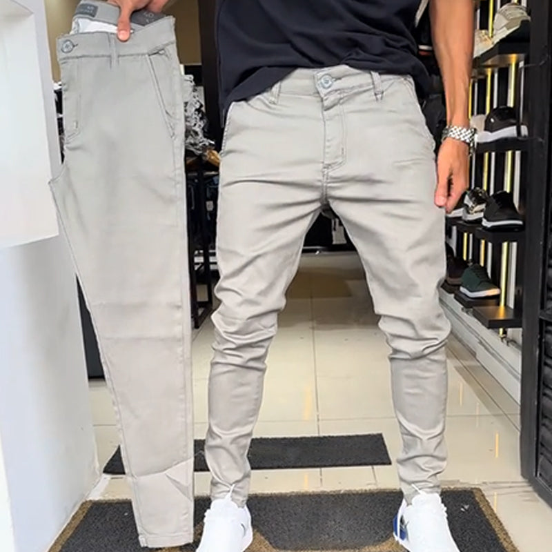 Men’s Slim-Fit Casual Solid Color Pants