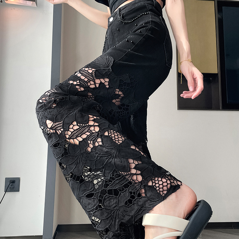 💜 LAST DAY PROMOTION - 50%OFF 💜Women’s Spliced Hot Rhinestones Printing Hollow Pants