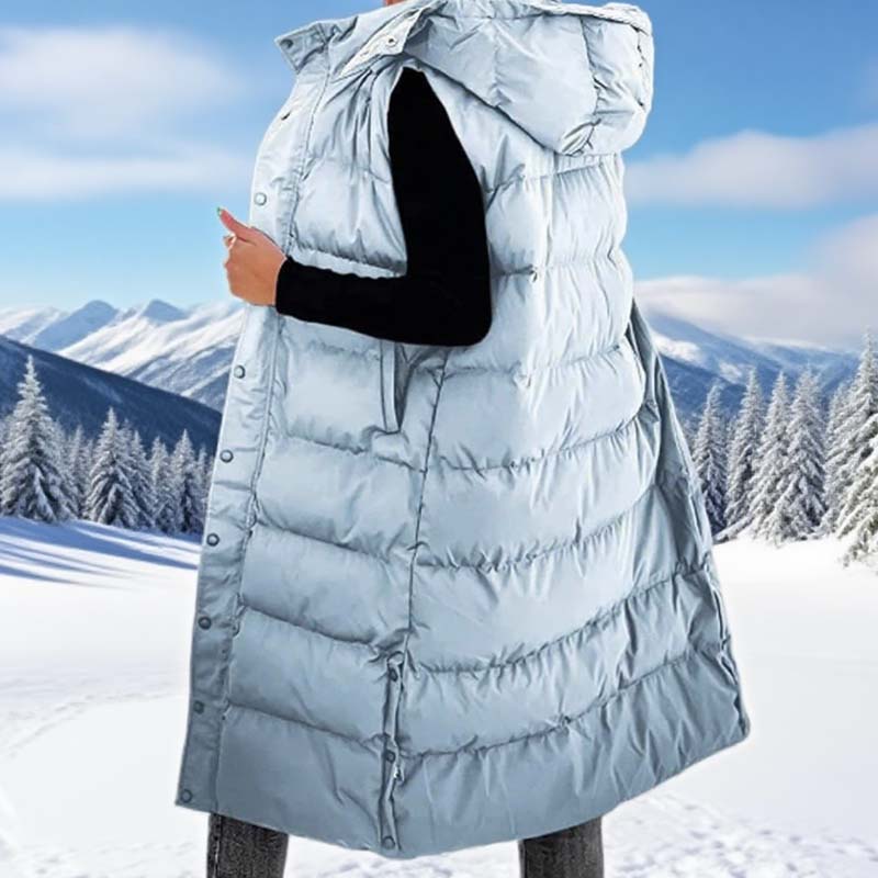 🔥HOT SALE 49% OFF🔥 Women's Long Puffer Vest | Quilted Hood & Button Closure ❄️