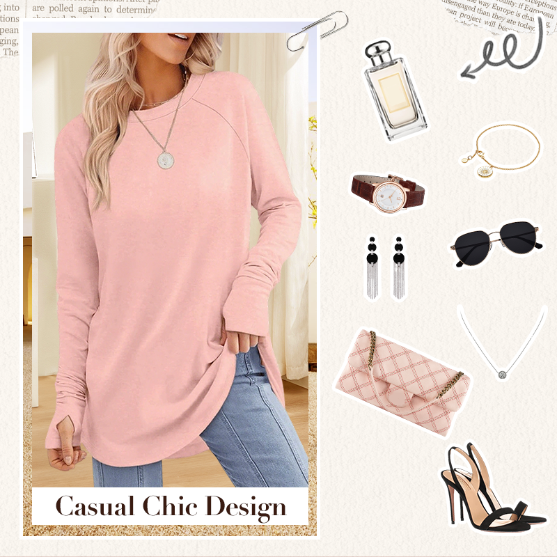 Women's Casual Long Sleeve Round Neck Top
