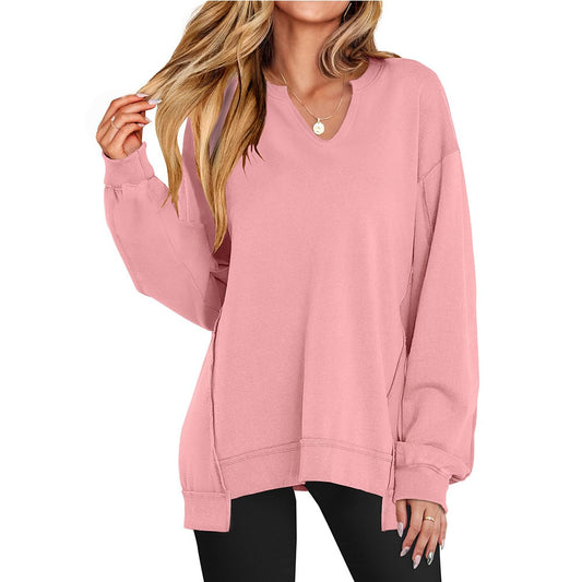 🍂✨Womens Oversized Sweatshirt V Neck Long Sleeve Tunic Lightweight Pullover