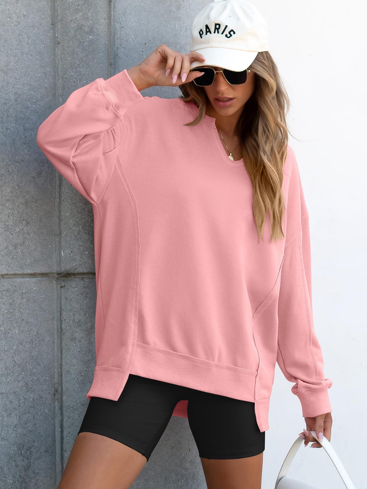 🍂✨Womens Oversized Sweatshirt V Neck Long Sleeve Tunic Lightweight Pullover