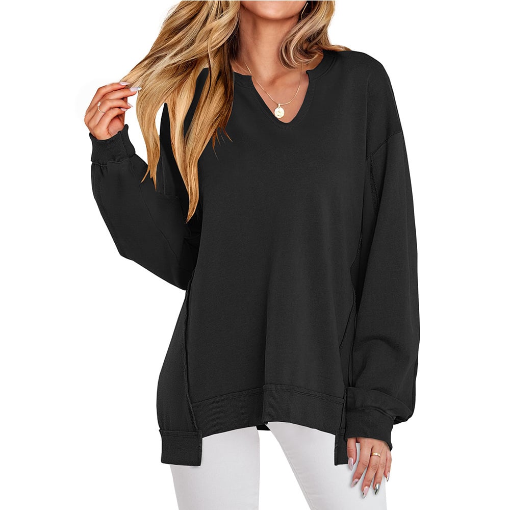 🍂✨Womens Oversized Sweatshirt V Neck Long Sleeve Tunic Lightweight Pullover