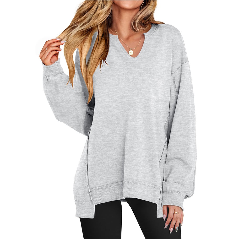 🍂✨Womens Oversized Sweatshirt V Neck Long Sleeve Tunic Lightweight Pullover