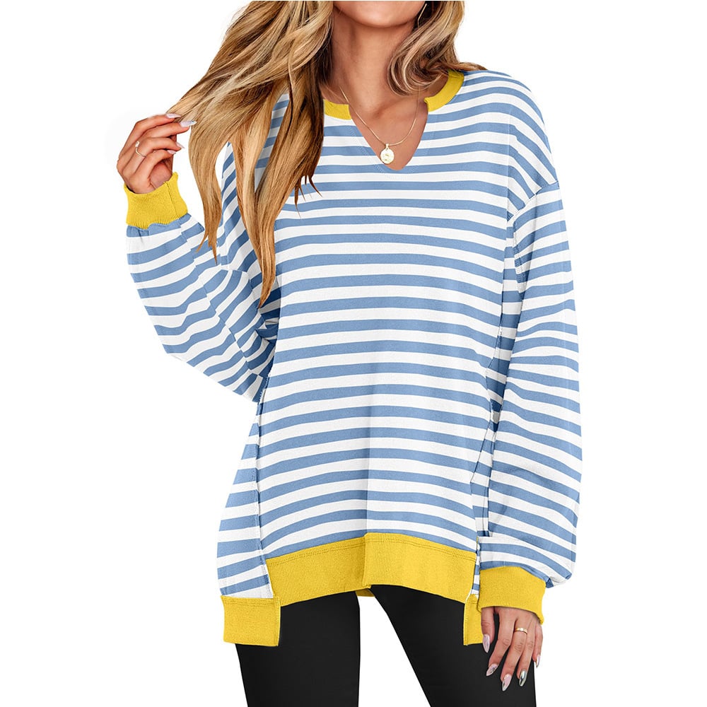 🍂✨Womens Oversized Sweatshirt V Neck Long Sleeve Tunic Lightweight Pullover