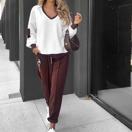 🎁 Hot Sale 49% OFF 🔥Color-Block Pullover Hoodie & Jogger Pants Set